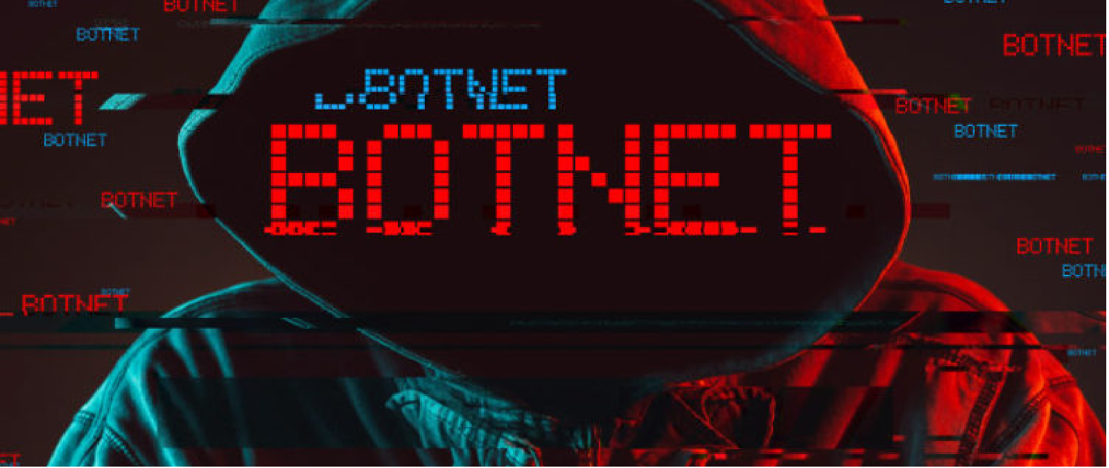 Botnet detection illustration from the project README, with red and blue network-threat lettering.